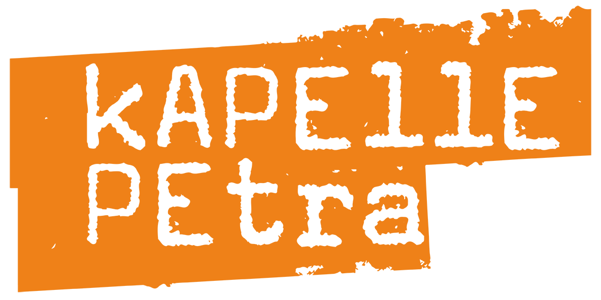 kAPEllE PEtra Brush-Logo weiß auf orange